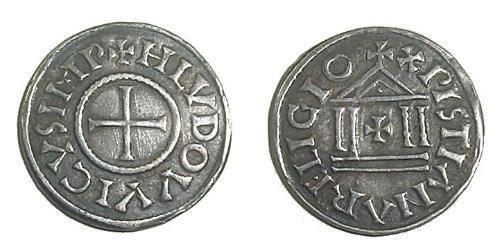 1 Dinar Frankish Empire (481-843) Silver Louis the Pious (778-840)