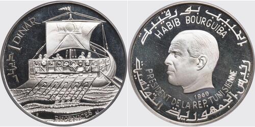1 Dinar Tunisia 銀 