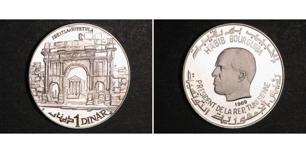 1 Dinar Tunisia 銀 