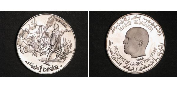 1 Dinar Tunisia 銀 