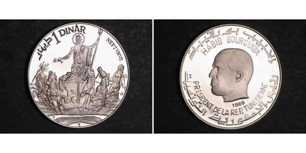 1 Dinar Tunisia 銀 