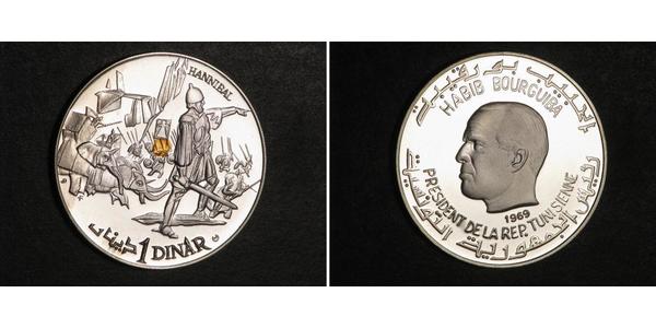 1 Dinar Tunisia 銀 