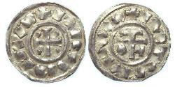 1 Dinar 中世纪的法国 銀 Richard I of Normandy (933-996)