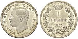 1 Dinar 塞尔维亚 銀 Milan I of Serbia