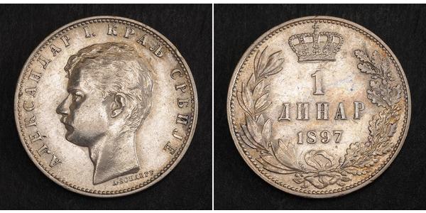 1 Dinar 塞尔维亚 銀 亞歷山大一世 (塞爾維亞)