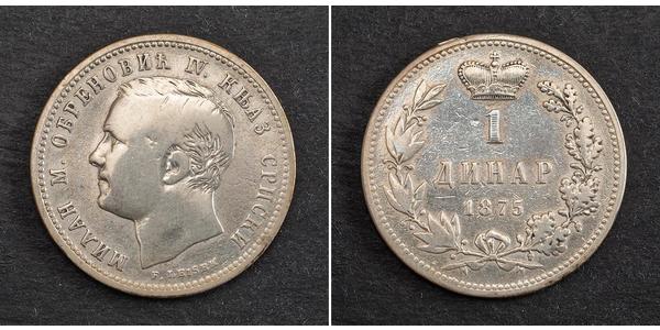 1 Dinar 塞尔维亚 銀 Milan I of Serbia