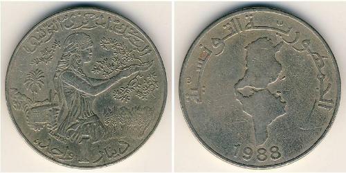 1 Dinar Tunisia 銅/镍 