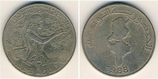 1 Dinaro Túnez Níquel/Cobre 