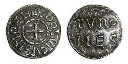1 Dinaro Frankish Empire (481-843) Plata Ludovico Pío (778-840)