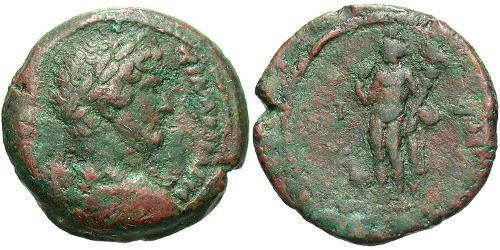 1 Diobol Imperio romano (27BC-395) Bronce Adriano  (76 - 138) 