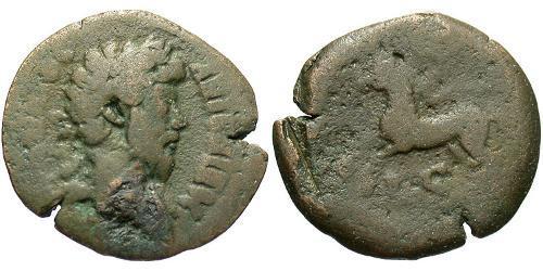 1 Diobol Impero romano (27BC-395) Bronzo Marco Aurelio (121-180)