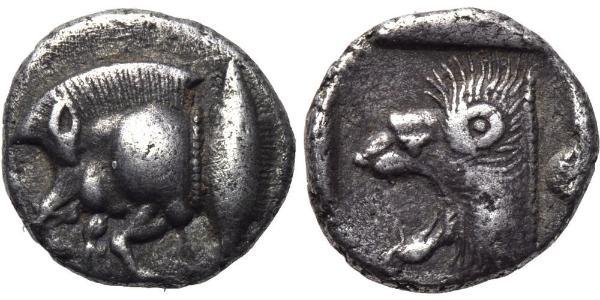 1 Diobol Древняя Греция (1100BC-330) Серебро 