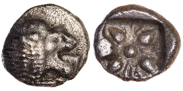 1 Diobol / 2 Obol Antikes Griechenland (1100BC-330) Silber 