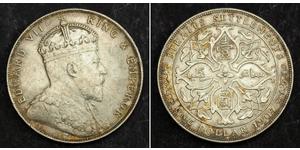 1 Dollar Établissements des détroits (1826 - 1946) Argent Édouard VII (1841-1910)