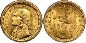 1 Dollar Vereinigten Staaten von Amerika (1776 - ) Gold Thomas Jefferson (1743-1826)