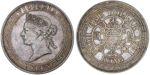 1 Dollar Hongkong Silber Eduard VII (1841-1910)