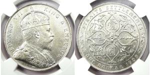 1 Dollar Straits Settlements (1826 - 1946) Silber Eduard VII (1841-1910)