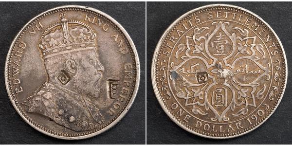 1 Dollar Straits Settlements (1826 - 1946) Silber Eduard VII (1841-1910)