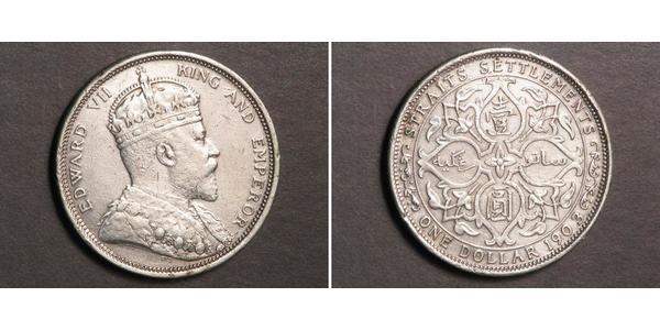 1 Dollar Straits Settlements (1826 - 1946) Silber Eduard VII (1841-1910)
