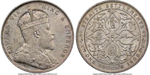 1 Dollar Straits Settlements (1826 - 1946) Silber Eduard VII (1841-1910)