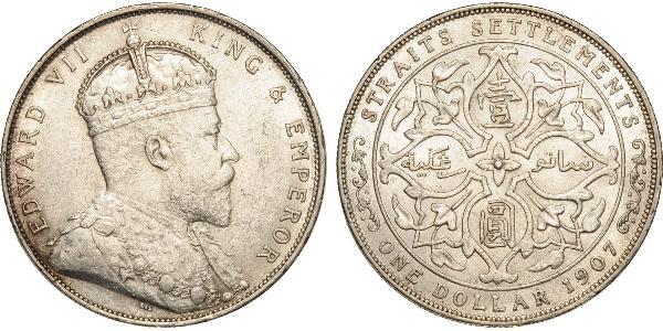 1 Dollar Straits Settlements (1826 - 1946) Silber Eduard VII (1841-1910)