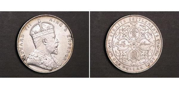 1 Dollar Straits Settlements (1826 - 1946) Silber Eduard VII (1841-1910)