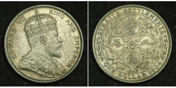 1 Dollar Straits Settlements (1826 - 1946) Silber Eduard VII (1841-1910)