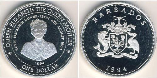 1 Dollar Barbados Silver 