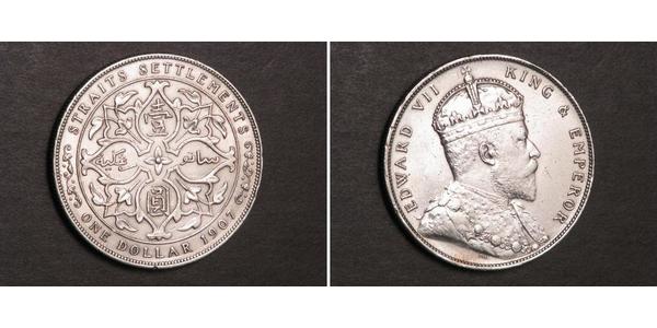 1 Dollar Straits Settlements (1826 - 1946) Silver Edward VII (1841-1910)