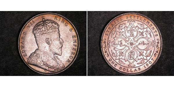 1 Dollar Straits Settlements (1826 - 1946) Silver Edward VII (1841-1910)