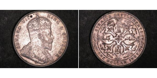 1 Dollar Straits Settlements (1826 - 1946) Silver Edward VII (1841-1910)