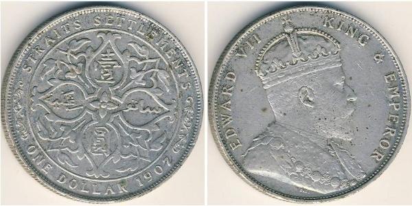 1 Dollar Straits Settlements (1826 - 1946) Silver Edward VII (1841-1910)