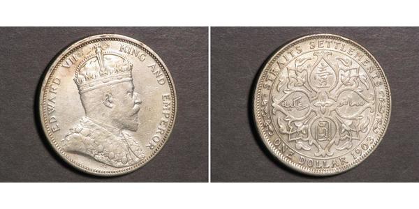 1 Dollar Straits Settlements (1826 - 1946) Silver Edward VII (1841-1910)