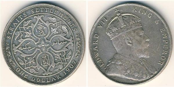 1 Dollar Straits Settlements (1826 - 1946) Silver Edward VII (1841-1910)