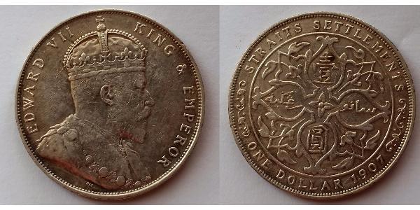 1 Dollar Straits Settlements (1826 - 1946) Silver Edward VII (1841-1910)