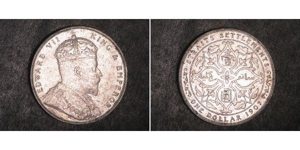 1 Dollar Straits Settlements (1826 - 1946) Silver Edward VII (1841-1910)