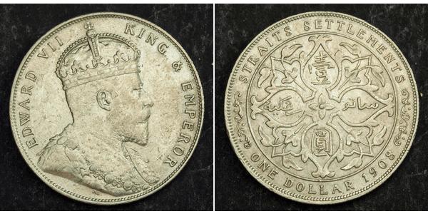 1 Dollar Straits Settlements (1826 - 1946) Silver Edward VII (1841-1910)