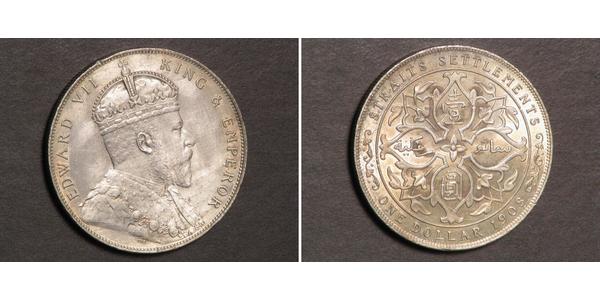 1 Dollar Straits Settlements (1826 - 1946) Silver Edward VII (1841-1910)