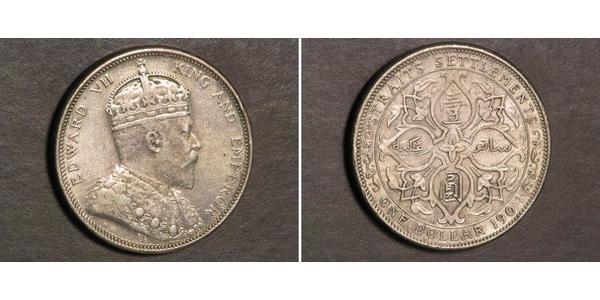 1 Dollar Straits Settlements (1826 - 1946) Silver Edward VII (1841-1910)