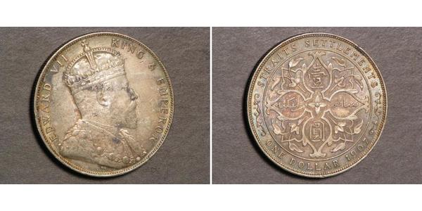 1 Dollar Straits Settlements (1826 - 1946) Silver Edward VII (1841-1910)