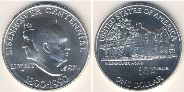 1 Dollar USA (1776 - ) Silver Dwight David Eisenhower (1890-1969)