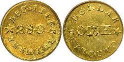 1 Dollar 美利堅合眾國 (1776 - ) 金 Christopher Bechtler (1782-1843)