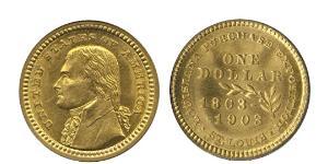 1 Dollar 美利堅合眾國 (1776 - ) 金 Thomas Jefferson (1743-1826)