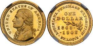 1 Dollar 美利堅合眾國 (1776 - ) 金 Thomas Jefferson (1743-1826)