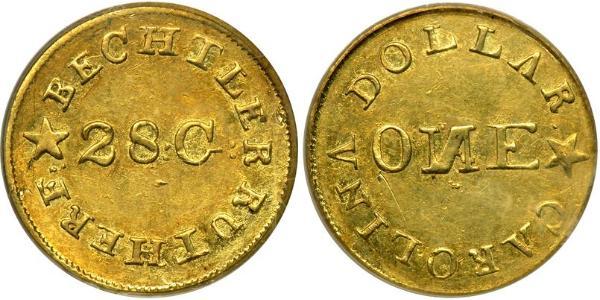 1 Dollar 美利堅合眾國 (1776 - ) 金 Christopher Bechtler (1782-1843)