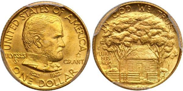 1 Dollar 美利堅合眾國 (1776 - ) 金 Ulysses S. Grant (1822-1885)