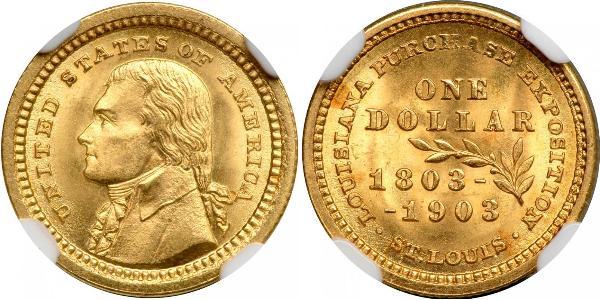 1 Dollar 美利堅合眾國 (1776 - ) 金 Thomas Jefferson (1743-1826)