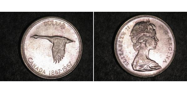 1 Dollar 加拿大 銀 伊丽莎白二世 (1926-2022)