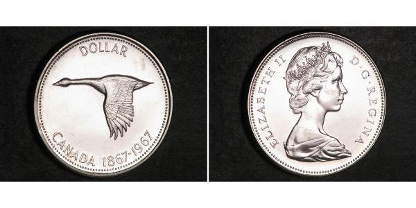 1 Dollar 加拿大 銀 伊丽莎白二世 (1926-2022)