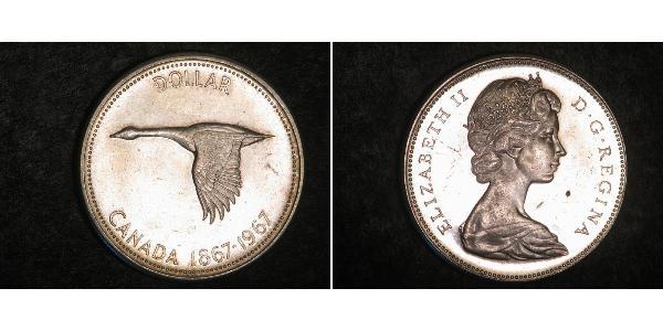 1 Dollar 加拿大 銀 伊丽莎白二世 (1926-2022)